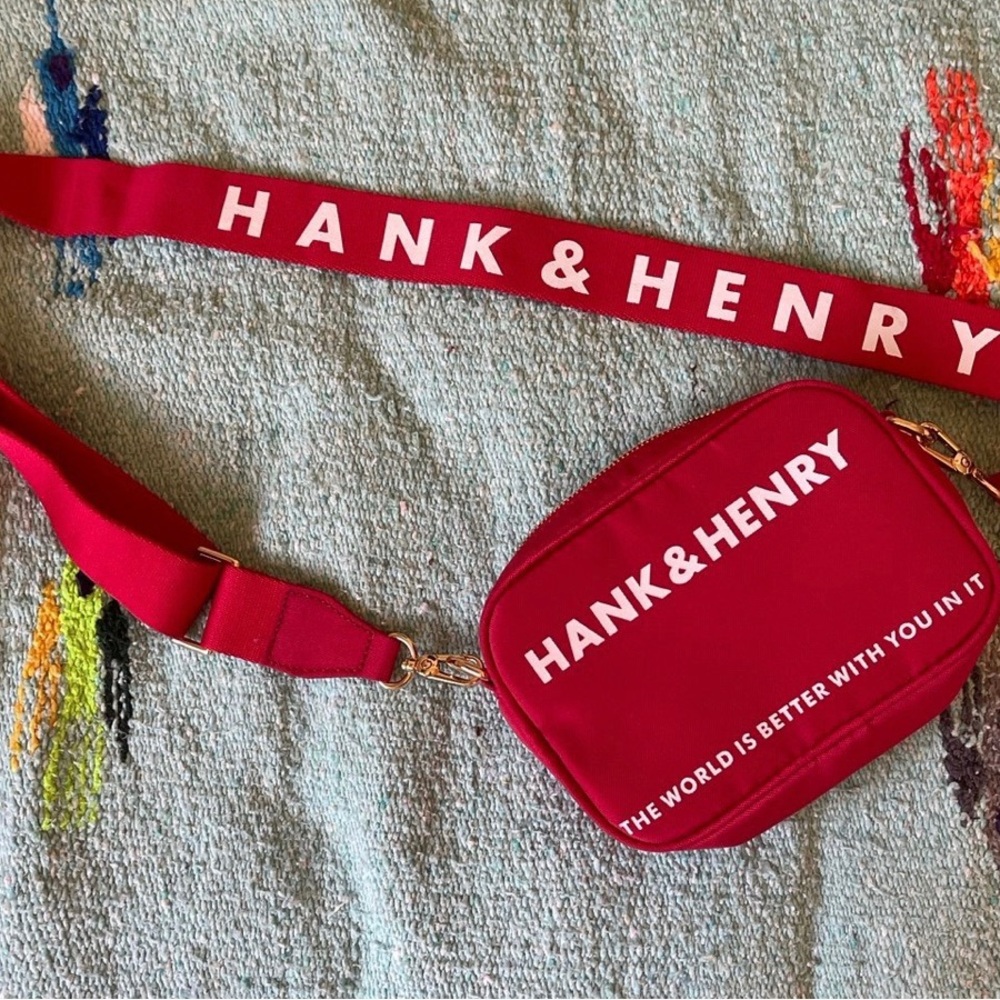 Hank & Henry crossbody red bag with gold hardware